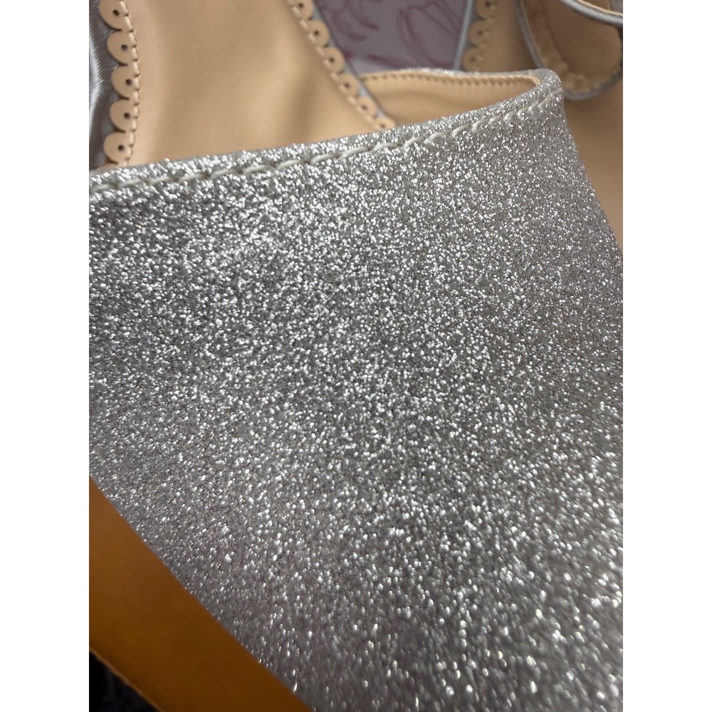 Journee Luela Pumps Women 8.5 Silver New Glitter Ankle Strap Pointed Toe Heels - Picture 9 of 9